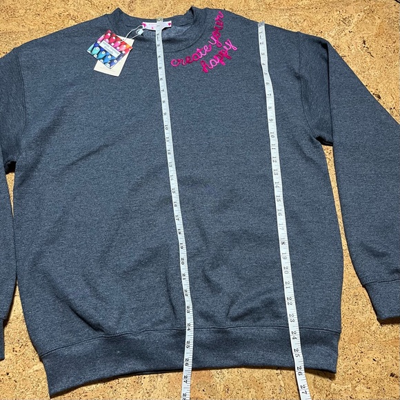Santa Monica Threads Create Your Happy Chainstitch Embroidery Sweatshirt Sz M - Picture 10 of 13
